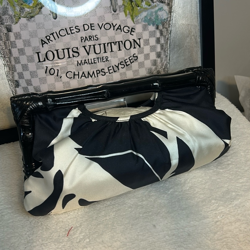 NWT banana republic satin clutch with bamboo handles Satin interior